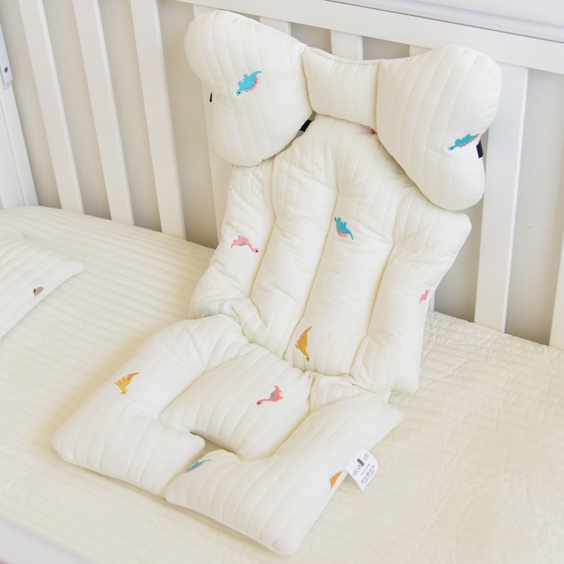 Đệm lót xe đẩy em bé bằng cotton thoáng khí thêu họa tiết đáng yêu