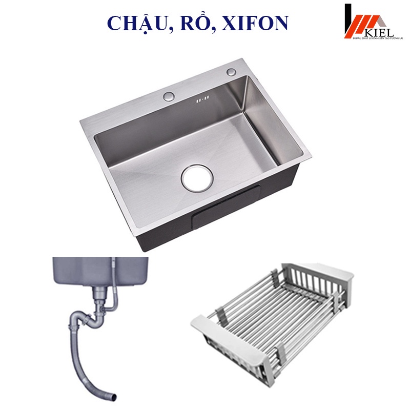 Chậu bồn rửa chén bát 1 hộc kích thước 60x45