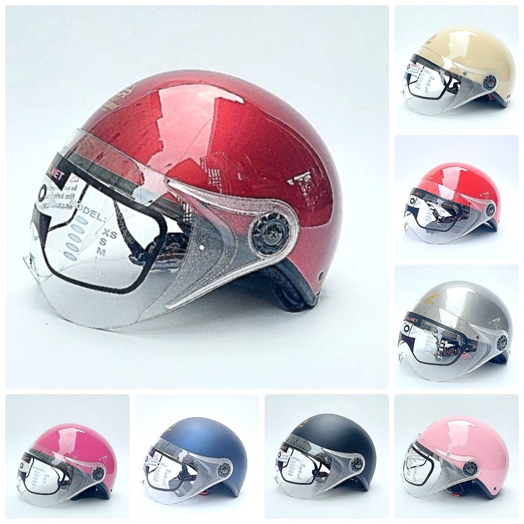 Mũ bảo hiểm nửa đầu có kính TOTAL an toàn, thời trang, nhiều màu cá tính, Freesize  - bh 12 tháng