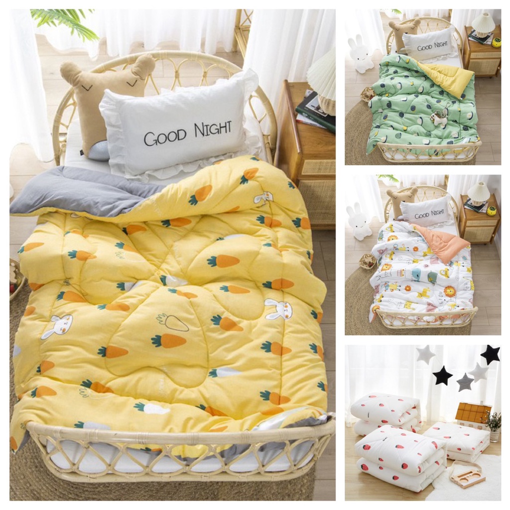 Chăn Cotton Trần Bông Siêu Nhẹ, Siêu Ấm Cho Bé Họa Tiết Đáng Yêu