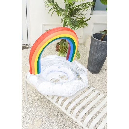 Phao bơi cầu vồng có đệm ngồi an toàn cho bé