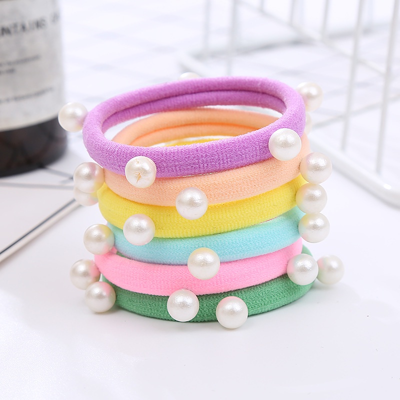 1 Dây Buộc Tóc Co Giãn Đính Hạt Ngọc Trai Nhiều Màu Sắc Dành Cho Nữ