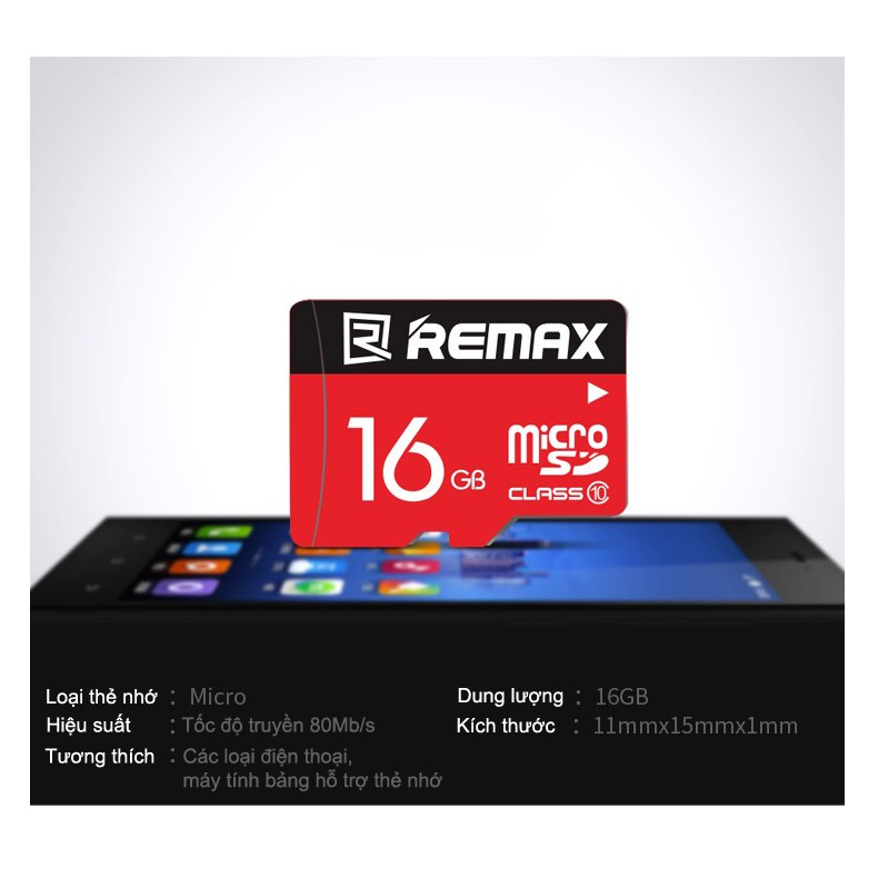 Thẻ nhớ MicroSD Remax 16Gb tốc độ Class 10 chuyên dụng cho camera và điện thoại | BigBuy360 - bigbuy360.vn