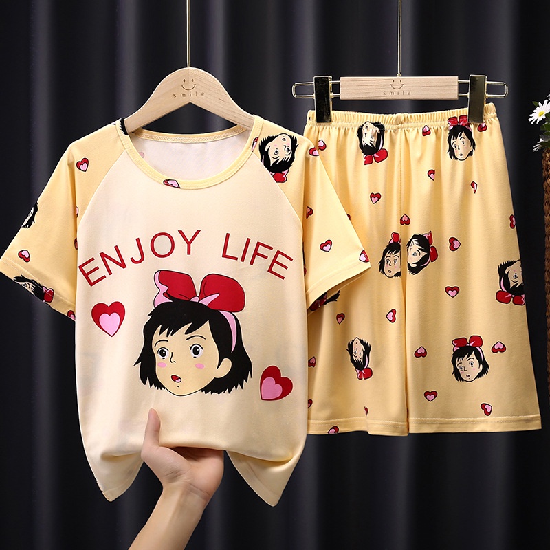 Bộ Đồ Ngủ 2 Món 2021 Họa Tiết Hoạt Hình Dễ Thương Dành Cho Bé Gái