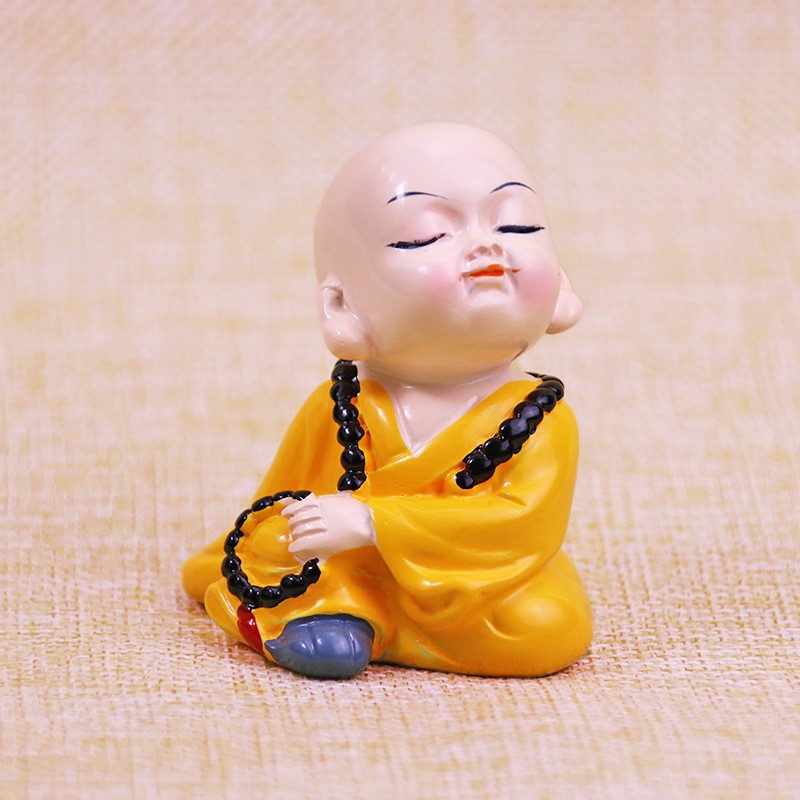 Tượng chú tiểu cầm kì thi họa KÈM ĐẾ KEO trang trí ô tô, bàn làm việc, bàn học 💕FREESHIP 50k💕 - Dear Ladies