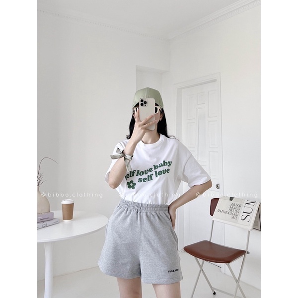 BIBOO - Áo thun tay ngắn in chữ SELF LOVE BABY chất liệu vải thun cotton