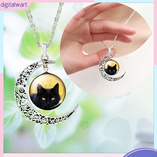 Dây chuyền mặt trăng khuyết phối hình mèo đeo dễ thương cá tính dành cho nữ