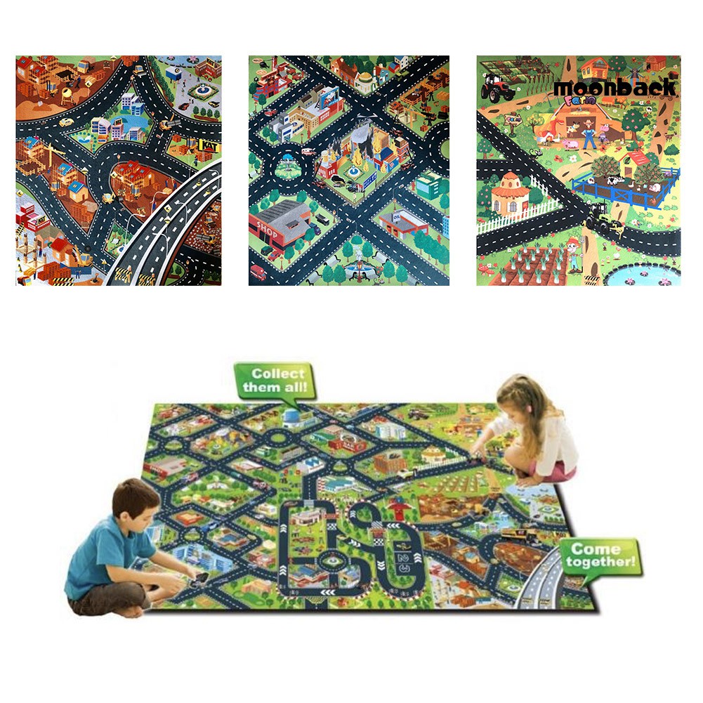Thảm không dệt kích thước in hình thành phố cho bé 80x70cm