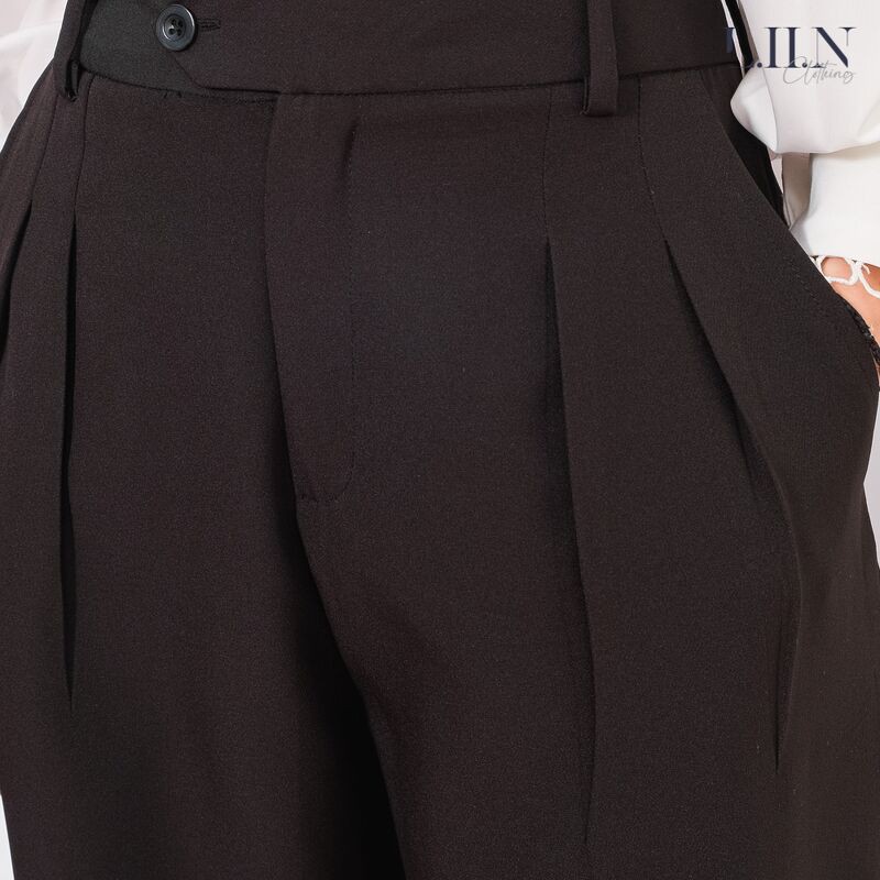 Quần tây nữ công sở Liin clothing phong cách basic, màu đen phối cúc gấu năng động Q3098 | BigBuy360 - bigbuy360.vn