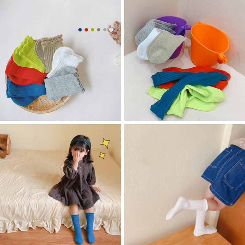 Bộ 3 đôi vớ màu sắc đơn giản thoải mái dành cho bé