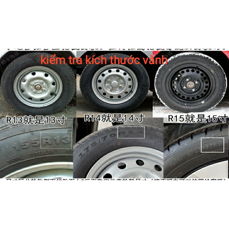 Bộ 4 ốp chụp mâm  xe ô tô kích thước từ R13 đến R15.