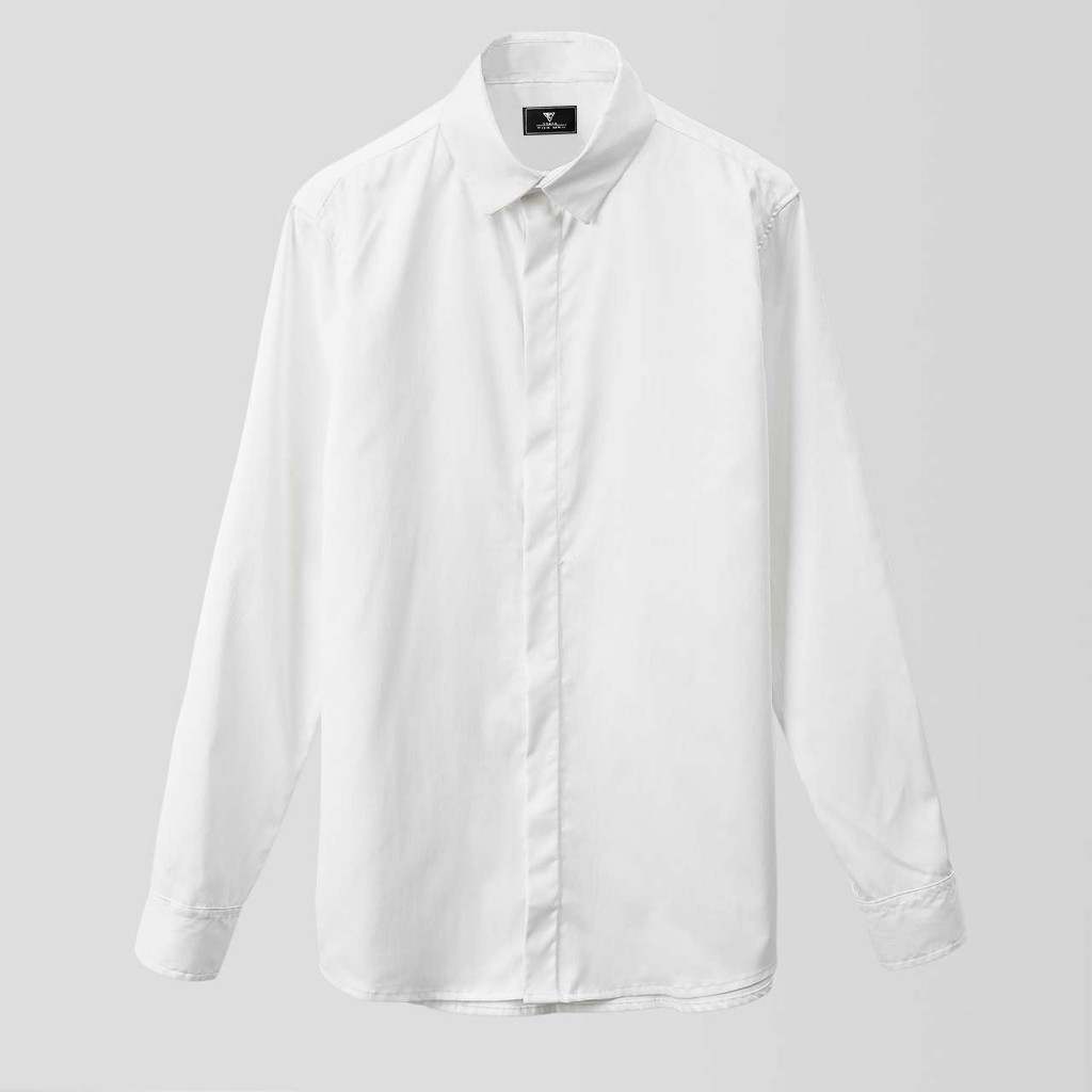 Áo sơ mi nam giấu cúc cao cấp màu trắng Vesca chất vải lụa mềm mại thiết kế giấu cúc sang trọng thời trang công sở AAT1