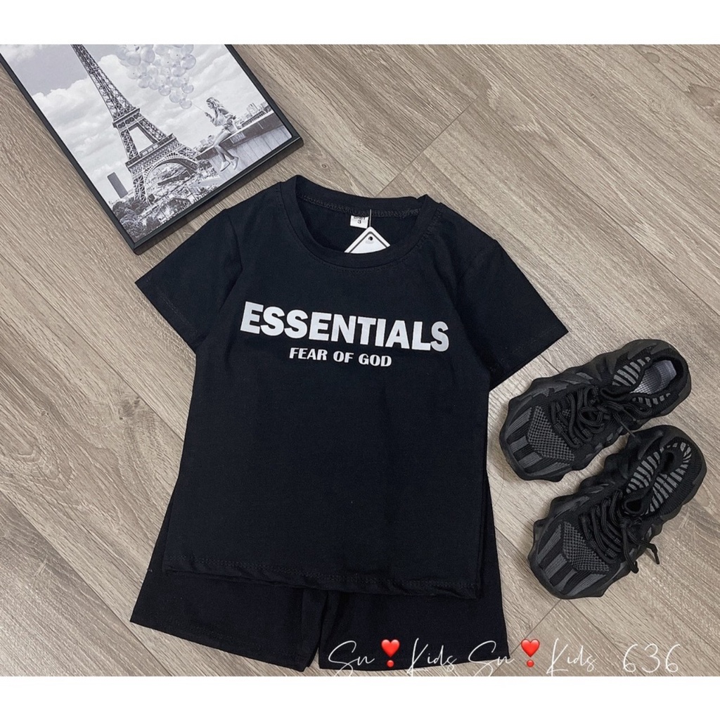 Bộ cộc tay bé trai, bộ cotton tàu loại 1 decal Essent ánh xịn xò cho bé