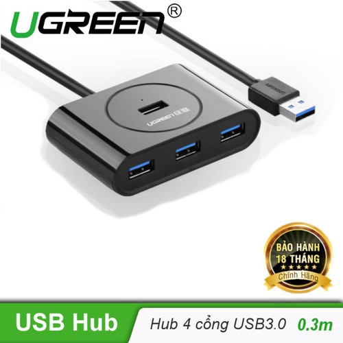 Bộ Chia USB 3.0 1 Ra 4 Cổng Ugreen 20290 - Hàng Chính Hãng