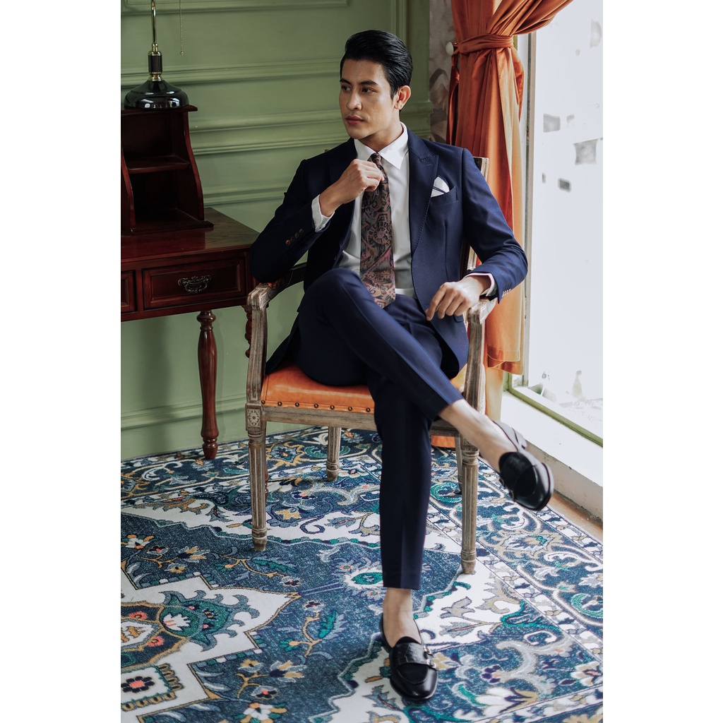 Bộ vest nam xanh than dáng 2 cúc Hàn Quốc lịch lãm-Shop Suit