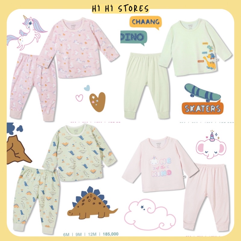 Chaang bộ dài tay cúc vai Chaang Dino cho bé AW21D11