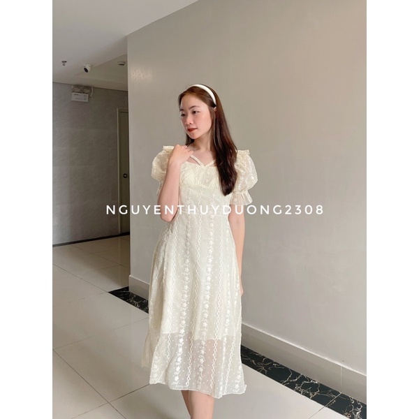 VÁY REN THÊU HOA NỔI DÂY CỔ TIỂU THƯ “SALI DRESS”