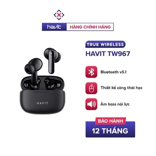 Tai Nghe TWS Havit TW967 Bluetooth 5.1, Thiết Kế Công Thái Học, Driver 10mm, Nghe Nhạc Đến 5H - Chính Hãng BH 12 Tháng