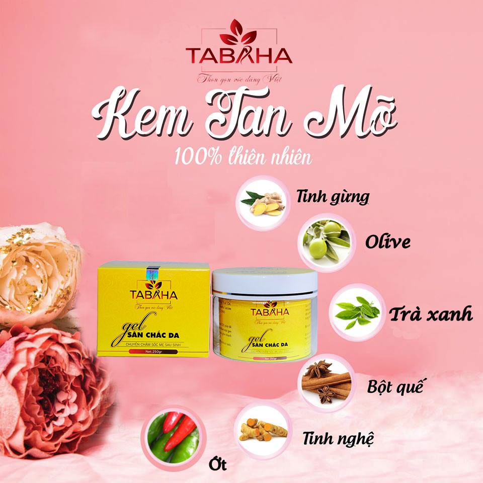 Kem tan mỡ bụng Tabaha 250g Tặng Thước Dây