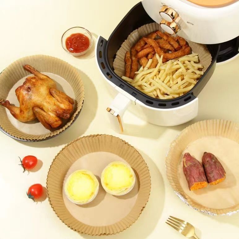 Combo 50 miếng lót nồi chiên không dầu chống dính, Giấy nến vàng khay lót nồi chiên không dầu