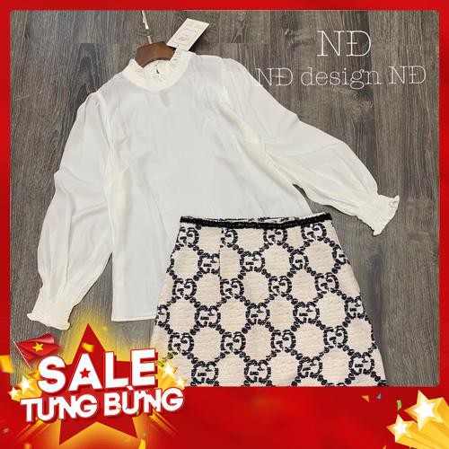 (ảnh thật) SET TRANG PHỤC- ÁO SƠ MI BÁNH BÈO KẾT HỢP CHÂN VÁY DẠ QUẢNG CHÂU- HÀNG THIẾT KẾ NO 1 -Hàng nhập khẩu