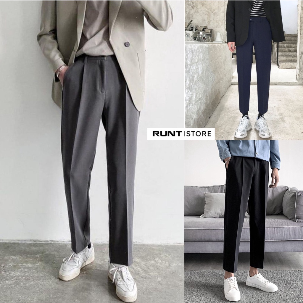 Quần baggy nam xuất hàn vải tuyết mưa, quần tây không nhăn không xù thời trang trẻ trung, hàn quốc RunT -QB22