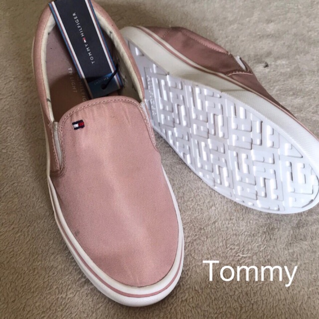 Giày lười nữ TOMMY xuất xịn size 37 (hồng, xám lông chuột)