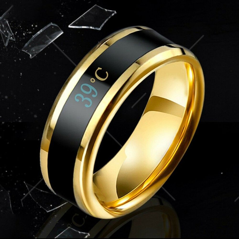 Nhẫn đo nhiệt độ thông minh bằng thép không gỉ thời trang cho nam và nữ