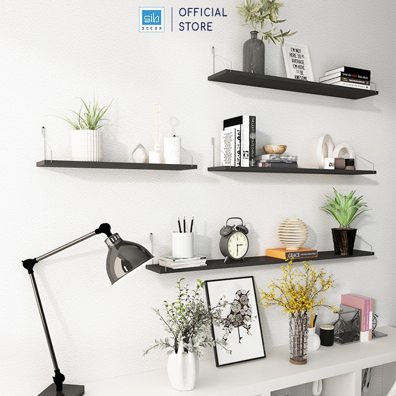 Kệ Gỗ Trang Trí Không Cần Khoan SIB Decor Kích Thước 30 x 15cm, Tặng Kèm Móc Treo Inox Và Phụ Kiện Lắp Đặt
