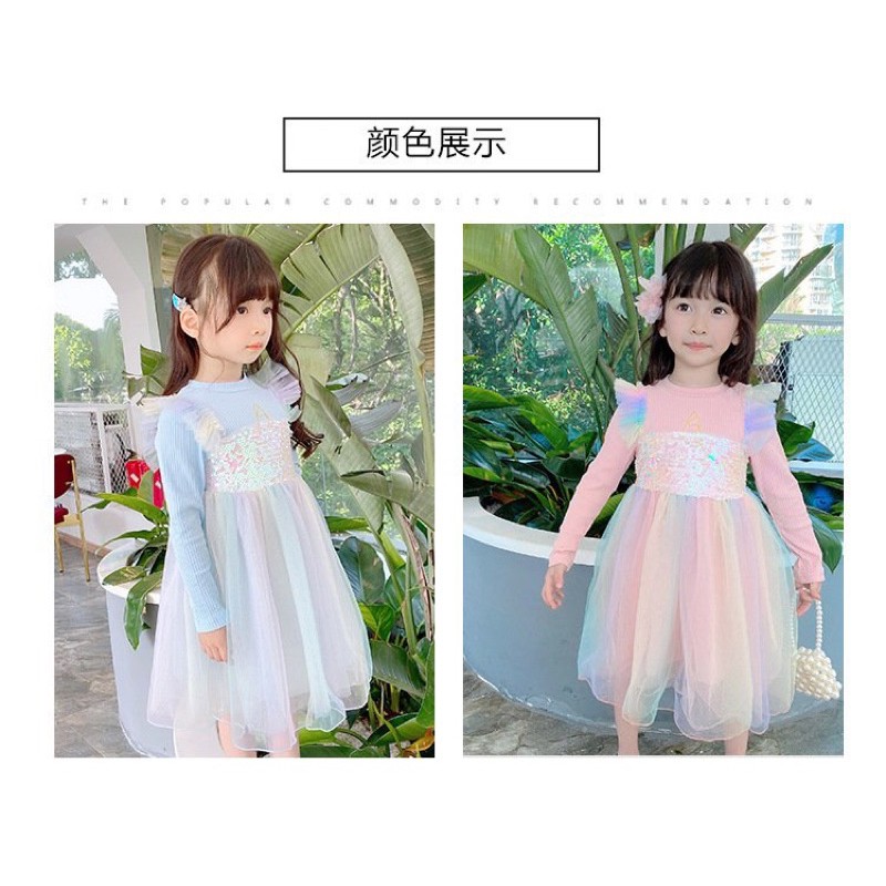 Váy len phối voan đính kim sa cho bé