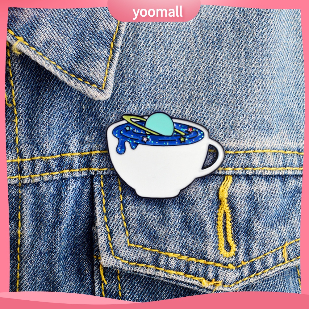 YOML✔Creative Unisex Space Coffee Cup Enamel Brooch Pin Bag Cap Jacket Badge Jewelry