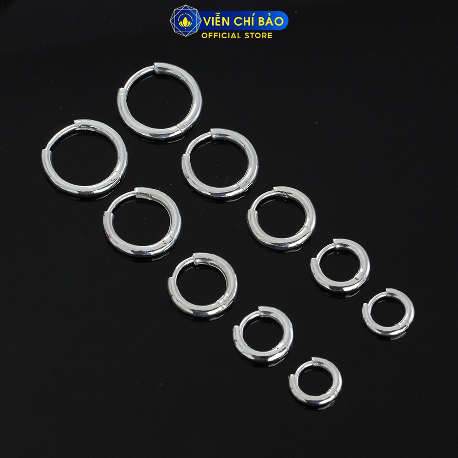 Khuyên tai bạc nam tai tròn trơn Basic chất liệu bạc 925 trang sức phụ kiện thời trang nam Viễn Chí Bảo B400071