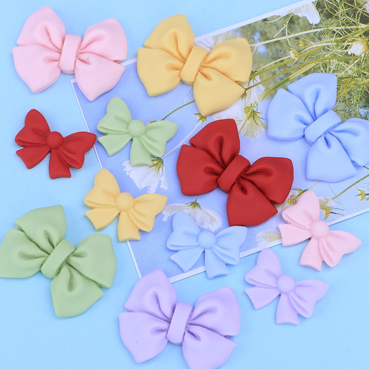 Dây Buộc Tóc Trang Trí Hình Nơ Nhựa Resin Mặt Nhám Thủ Công