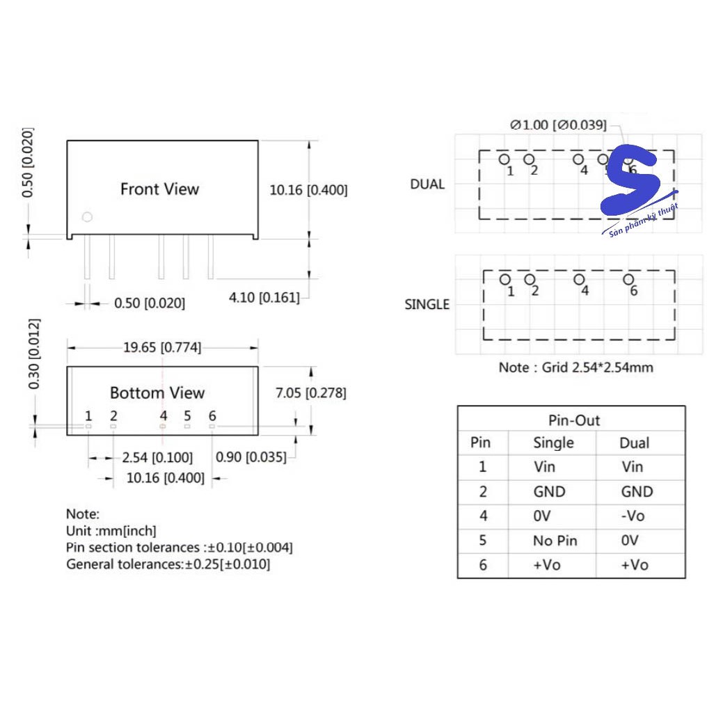 Module nguồn cách ly B2405S-2W DC-DC (24V-5V)