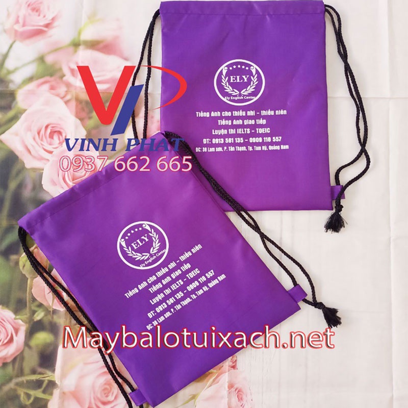 Balo dây rút vải dù màu tím chất lượng, đẹp mắt và vô cùng tiện lợi