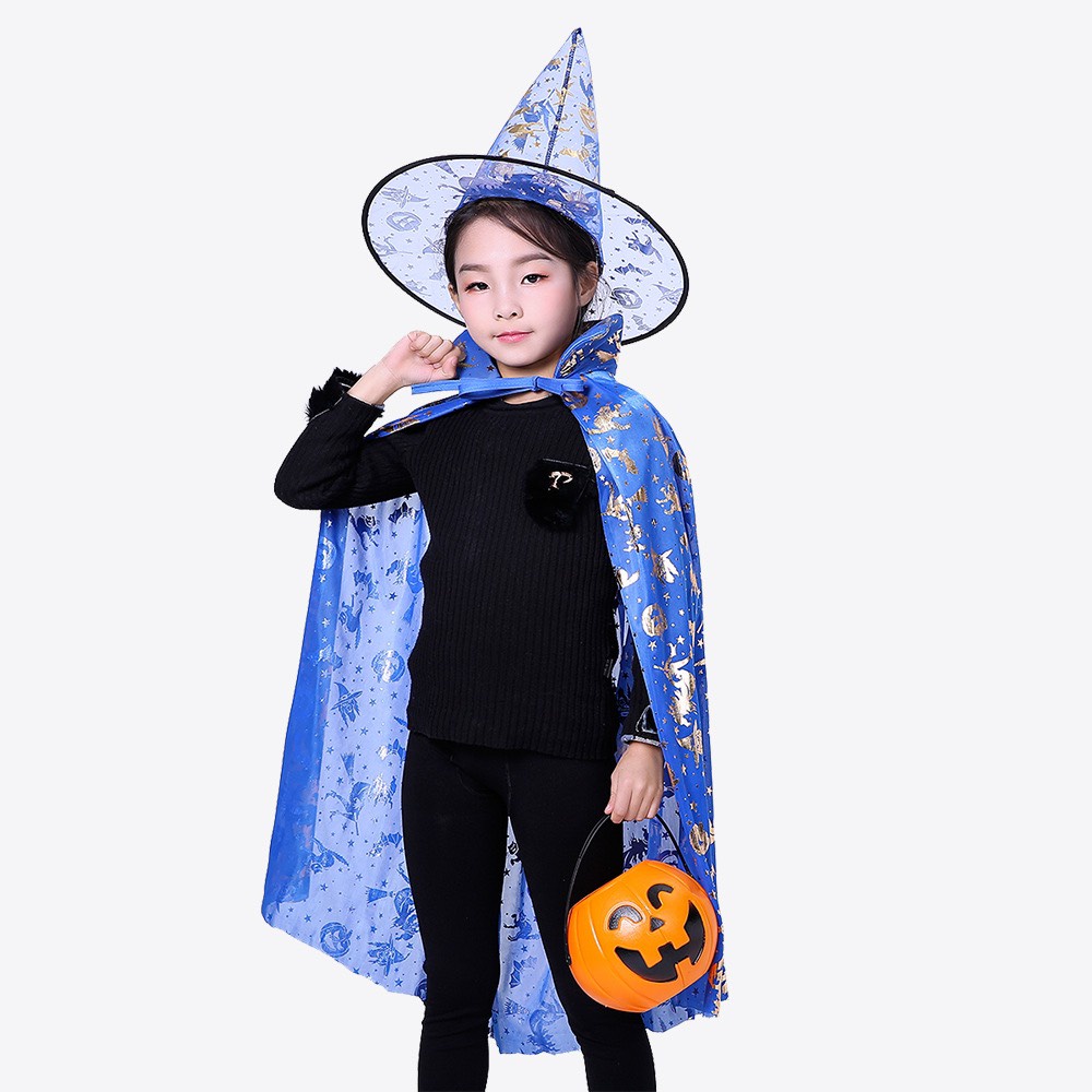 Bộ trang phục hóa trang lễ hội haloween áo choàng kèm mũ và giỏ bí ngô