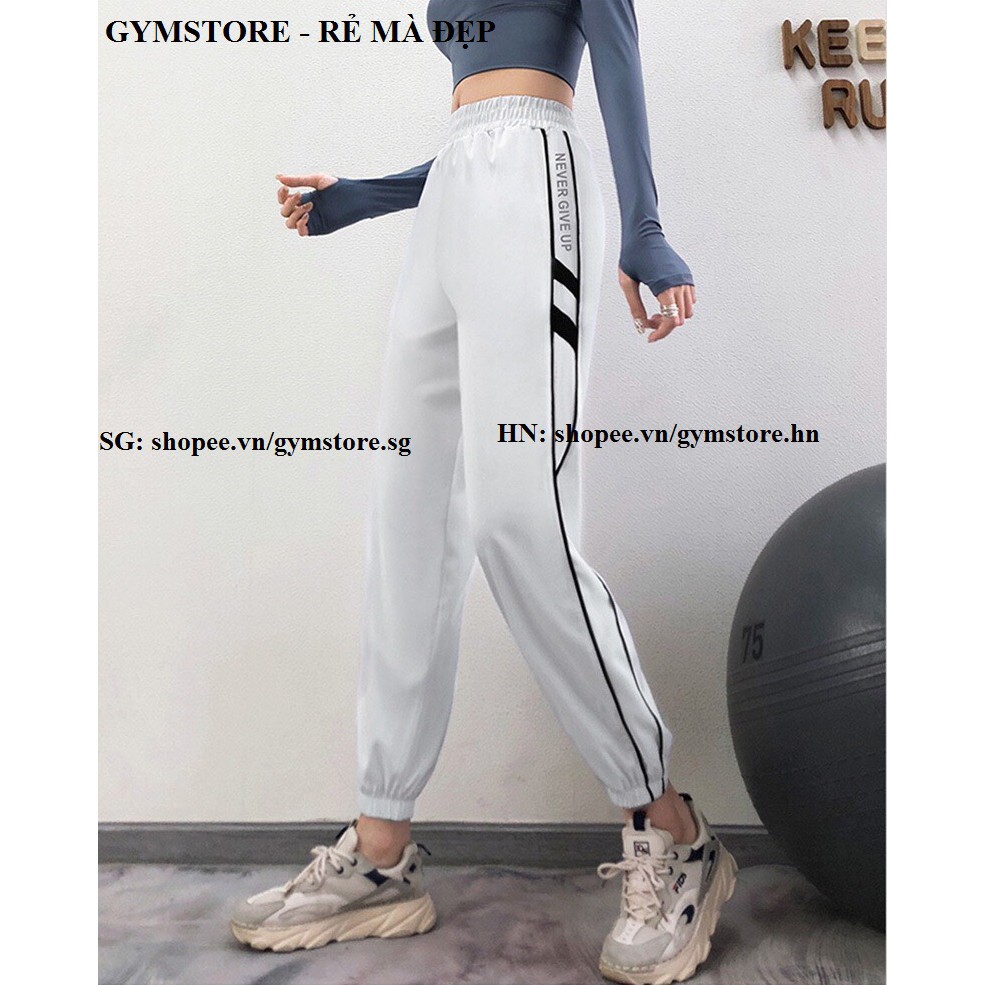 Quần Jogger Tập Gym Nữ ❤️𝐇𝐀̀𝐍𝐆 𝐗𝐈̣𝐍❤️ Sọc Hông vải xốp nhẹ cho nữ tập thể thao 𝐆𝐘𝐌𝐒𝐓𝐎𝐑𝐄 040