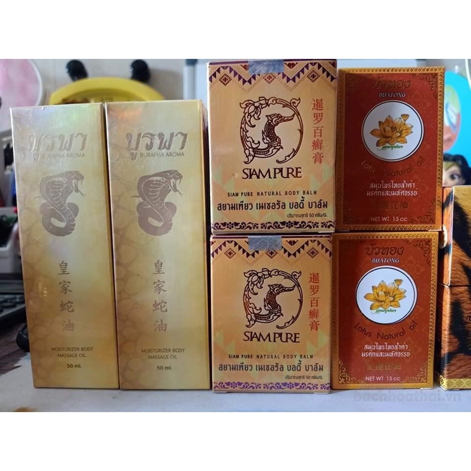 Dầu xoa bóp giảm ƌau thư giãn Burapha Aroma Moisturizer Body Massage Oil Thái Lan