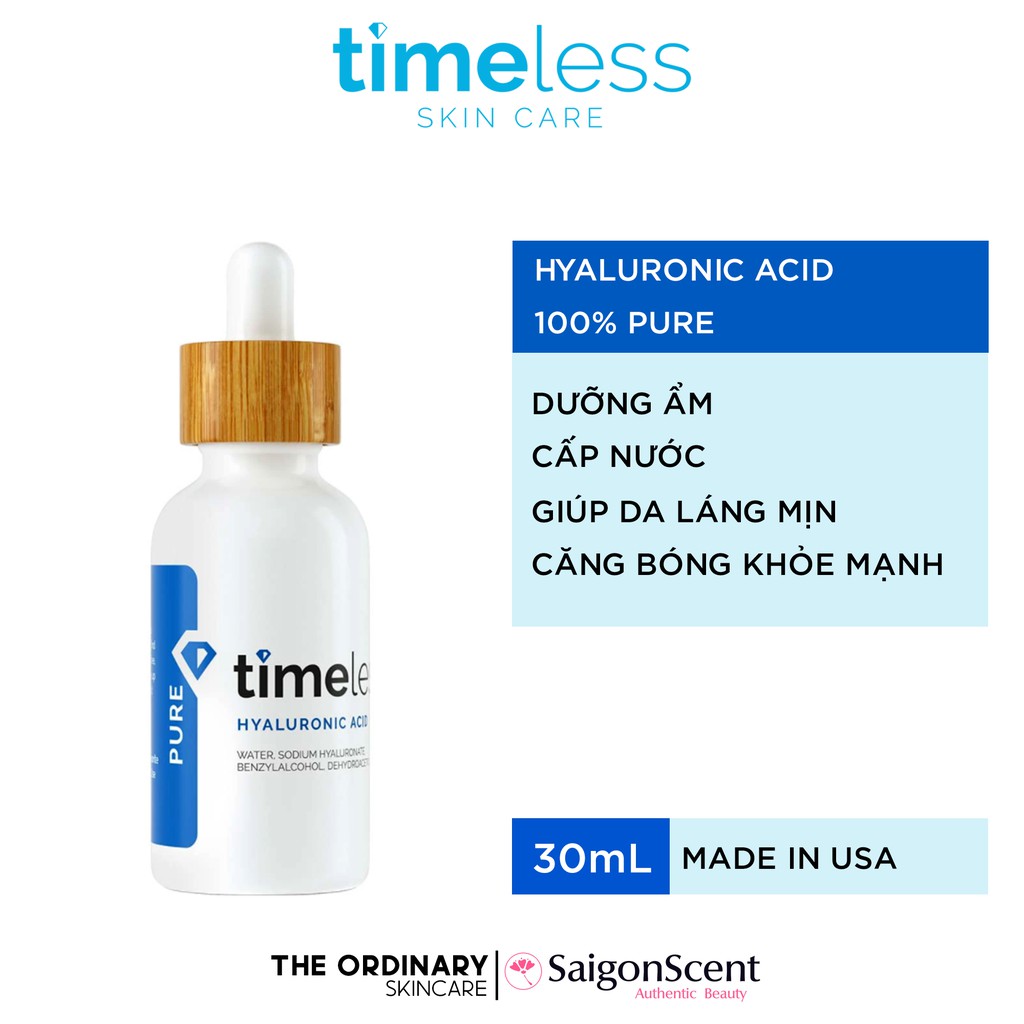 Tinh chất cấp nước Timeless Hyaluronic Acid 100% Pure ( 30mL )