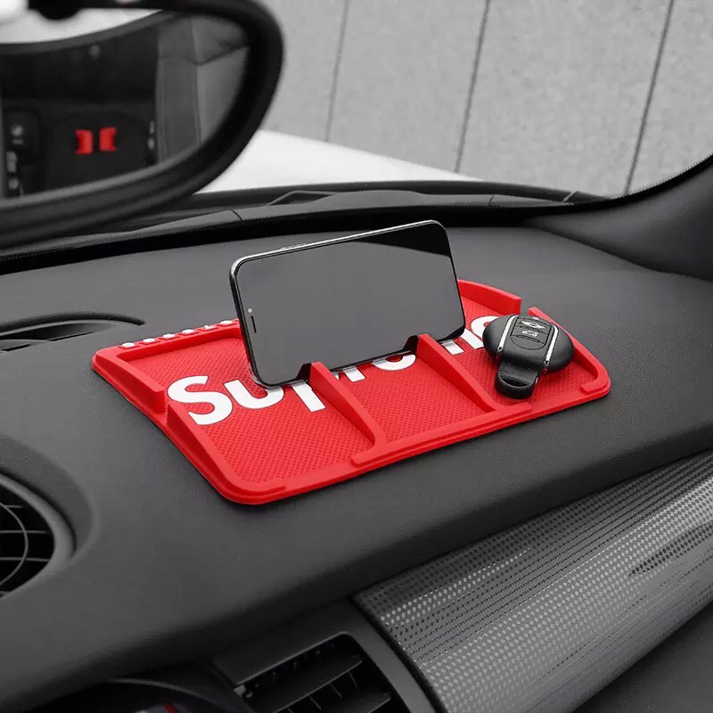 Pad Taplo chống trơn trượt kèm bảng số điện thoại liên hệ Supreme chất liệu PVC Cao cấp cho xe hơi, ô tô, xế hộp