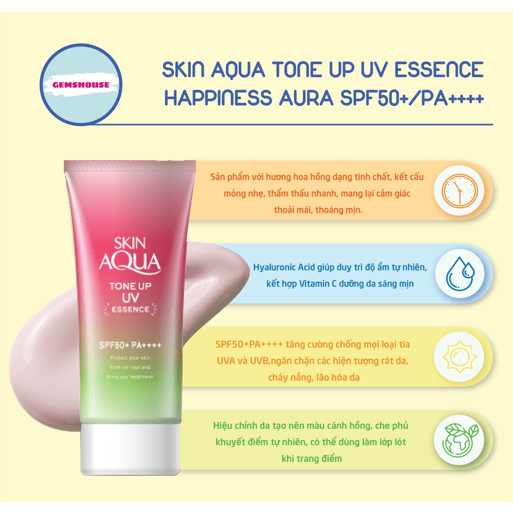 (BILL SIÊU THỊ) KEM CHỐNG NẮNG SKIN AQUA Tone Up UV SPF 50+ PA++++