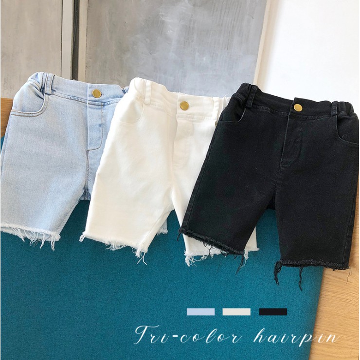 [Form đặc biệt xem kỹ bảng size] Quần short jean lửng tua rua co giãn cho bé Q482