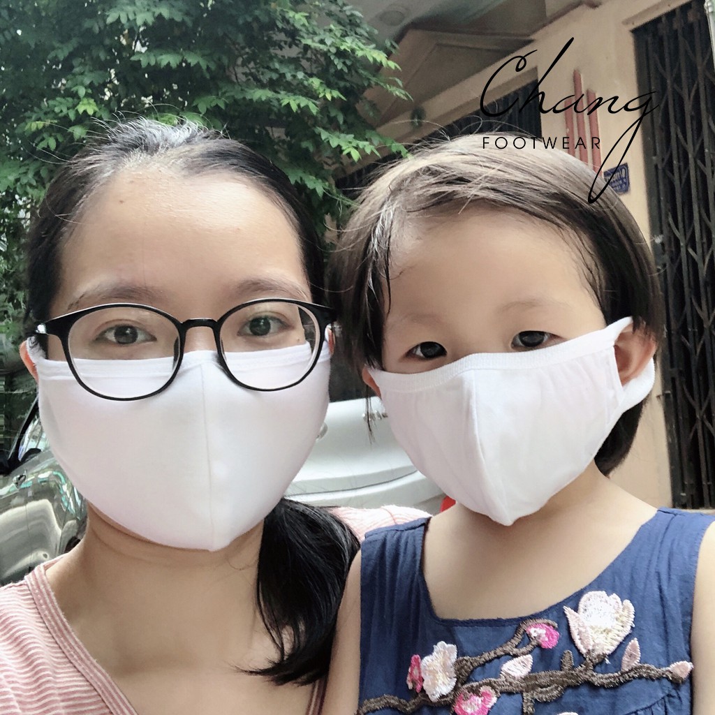 Khẩu trang vải cotton  Dùng 30 lần  Khẩu trang dệt kim 2 lớp một màu chống bụi phòng ngừa các bệnh hô hấp