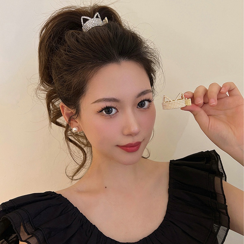 Kẹp Tóc Hình Tai Mèo Đính Đá Nhiều Màu Sắc Sang Trọng Cho Nữ