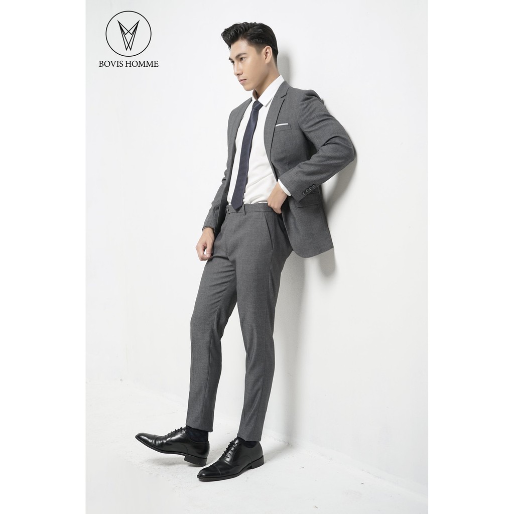 Vest bộ nam Bovis Homme, màu xám đậm 39 AV074, form slim, chất liệu cotton lạnh, mặt vải mịn, thoáng mát.