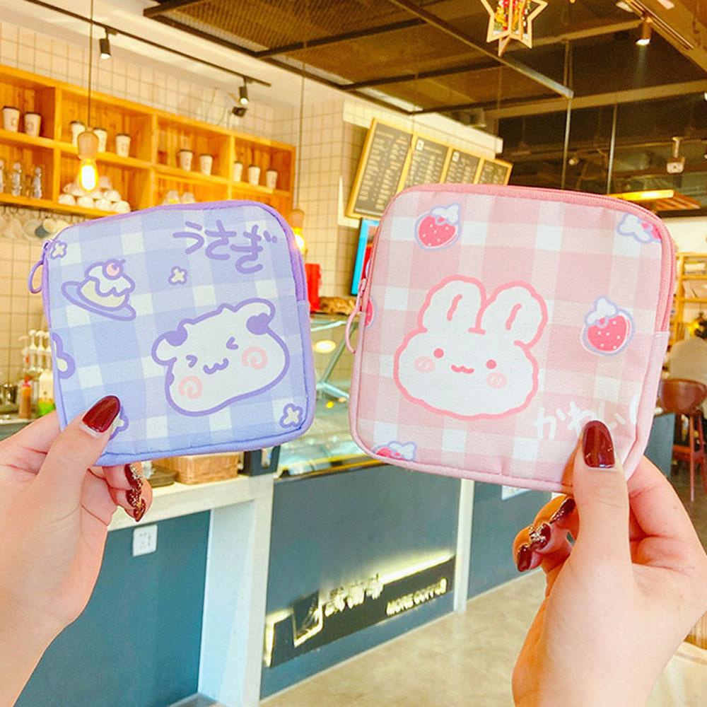 Túi Đựng Băng Vệ Sinh Bằng Vải Canvas Họa Tiết Gấu Kiểu Hàn Quốc