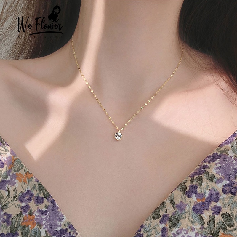 Vòng cổ WE FLOWER mặt đính đá pha lê sang trọng dành cho nữ