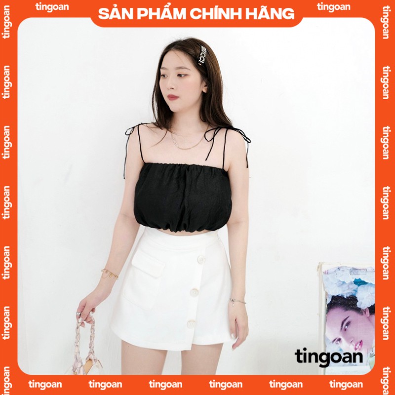 Quần váy cạp cao 3 cúc vạt chéo trắng tingoan SOFT GLAM SKORT/WH