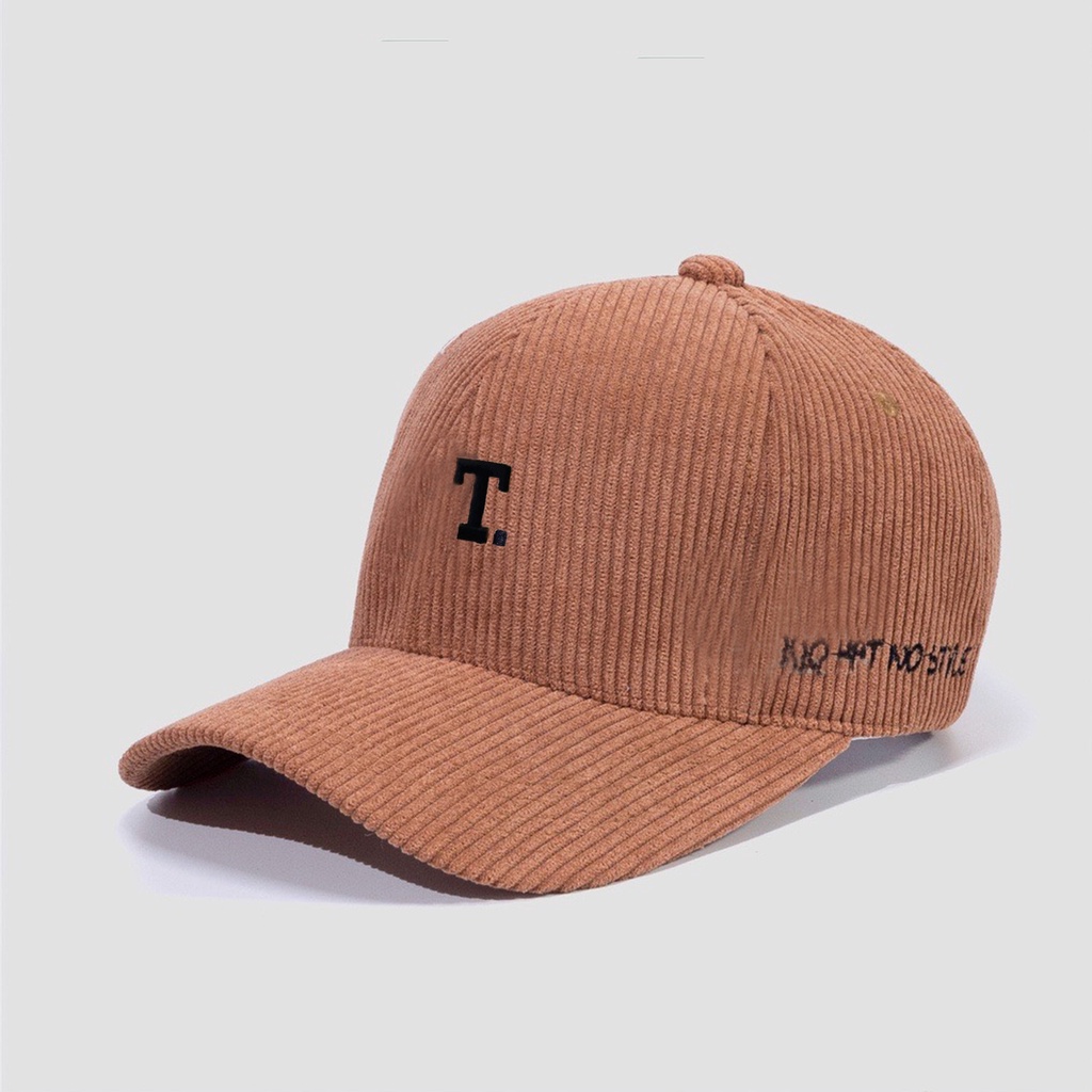 Mũ Lưỡi Trai Nón Kết Nhung Cao Cấp Thêu Chữ T Nhung Gân 480B Phong Cách Ulzzang Form Unisex Nam Nữ - Hazo