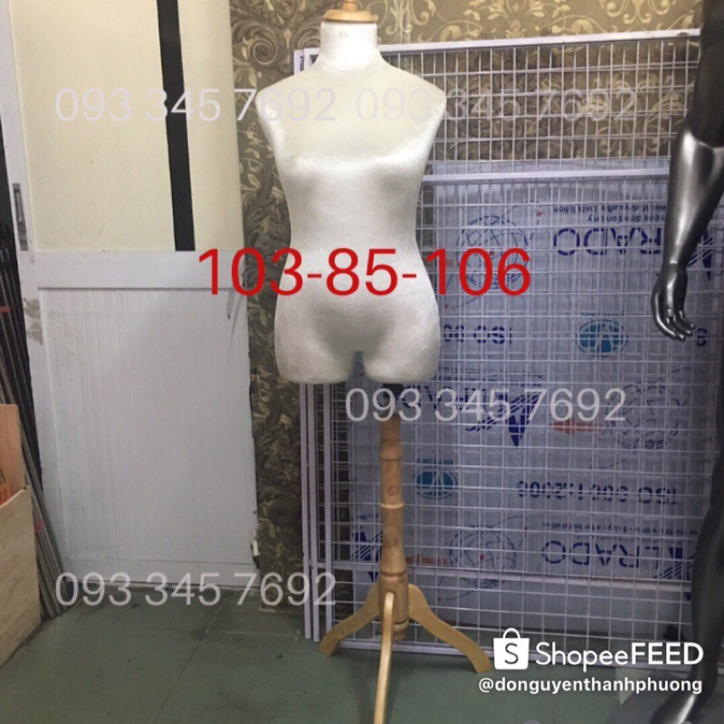 Manocanh nhung bigsize chân gỗ